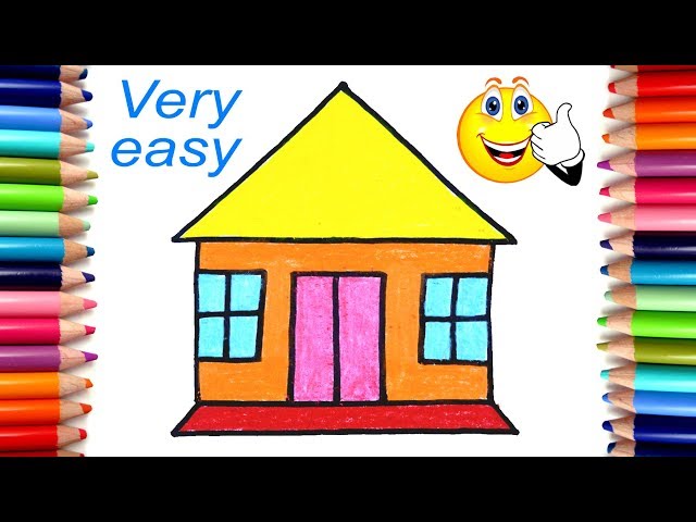 Kids drawing of sunny day house Royalty Free Vector Image