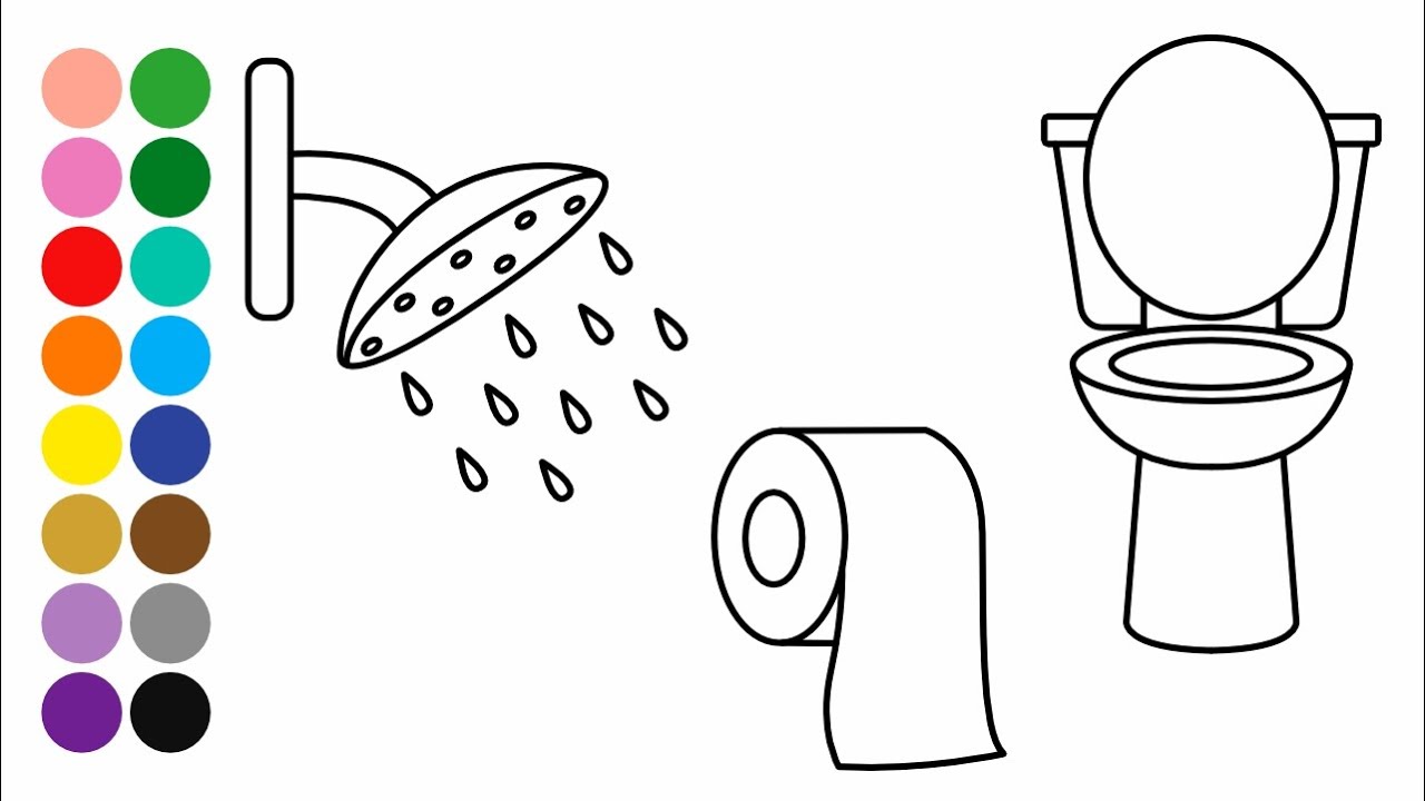 PARTES DE LA CASA BAÑO aprender a dibujar y colorear