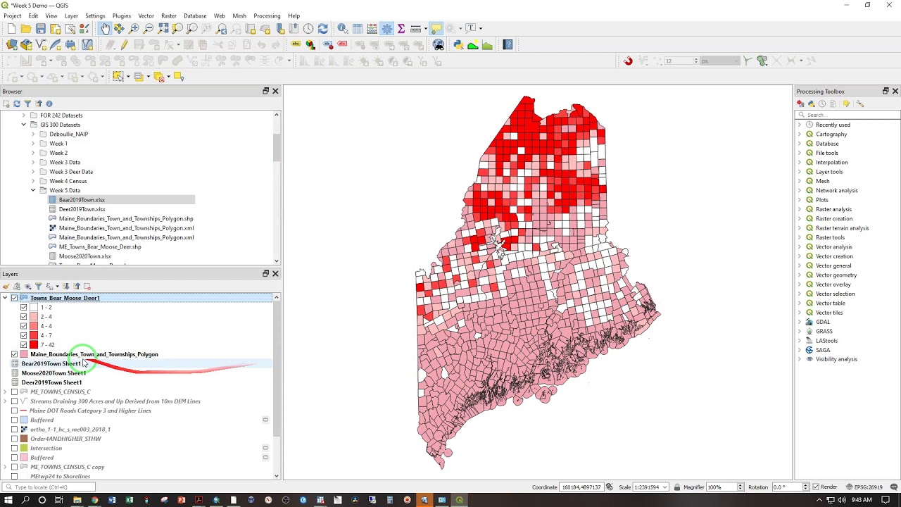 GIS 300 Week 5 Deer Bear and Moose Harvest Patterns