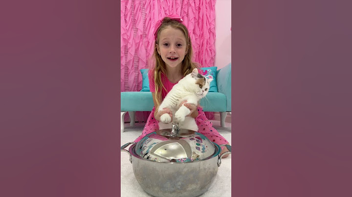 Nastya and dad play with cat