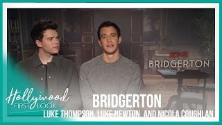 BRIDGERTON 2022 Luke Thompson Luke Newton and Nicola Coughlan