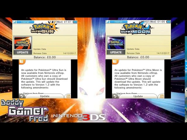 Pokémon Ultra Sun and Ultra Moon Version 1.2 Patch 