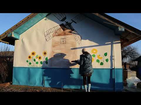 Retro hut painting.  Beremiany Ivano-Frankivska oblast