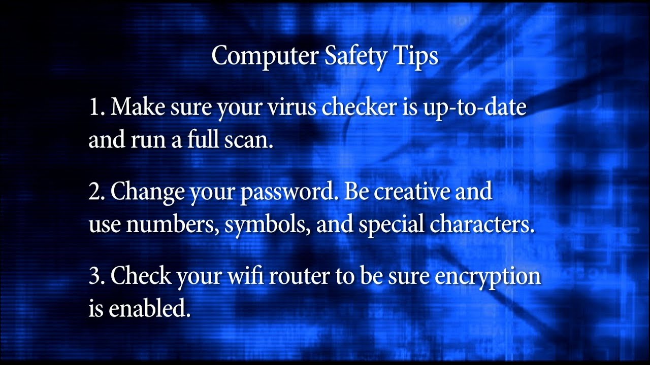 computer safety chart Rep. Terry Brown Personal Security PSA