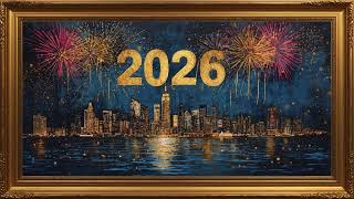 Vintage New Year 2026 Fireworks TV Art Screensaver Gold Frame TV Art Art Screensaver TV 1Hr 4K