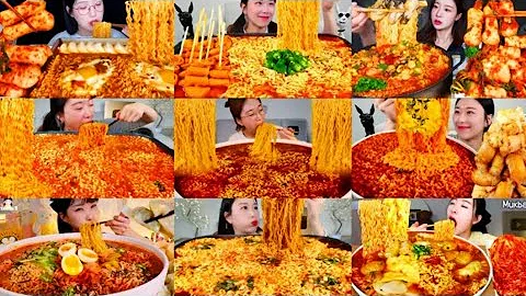 EXTRA SPICY NOODLES SOUP MUKBANG COMPILATION 💯 EXTREME FIRE NOODLES EATING SHOW REAL SOUND ASMR