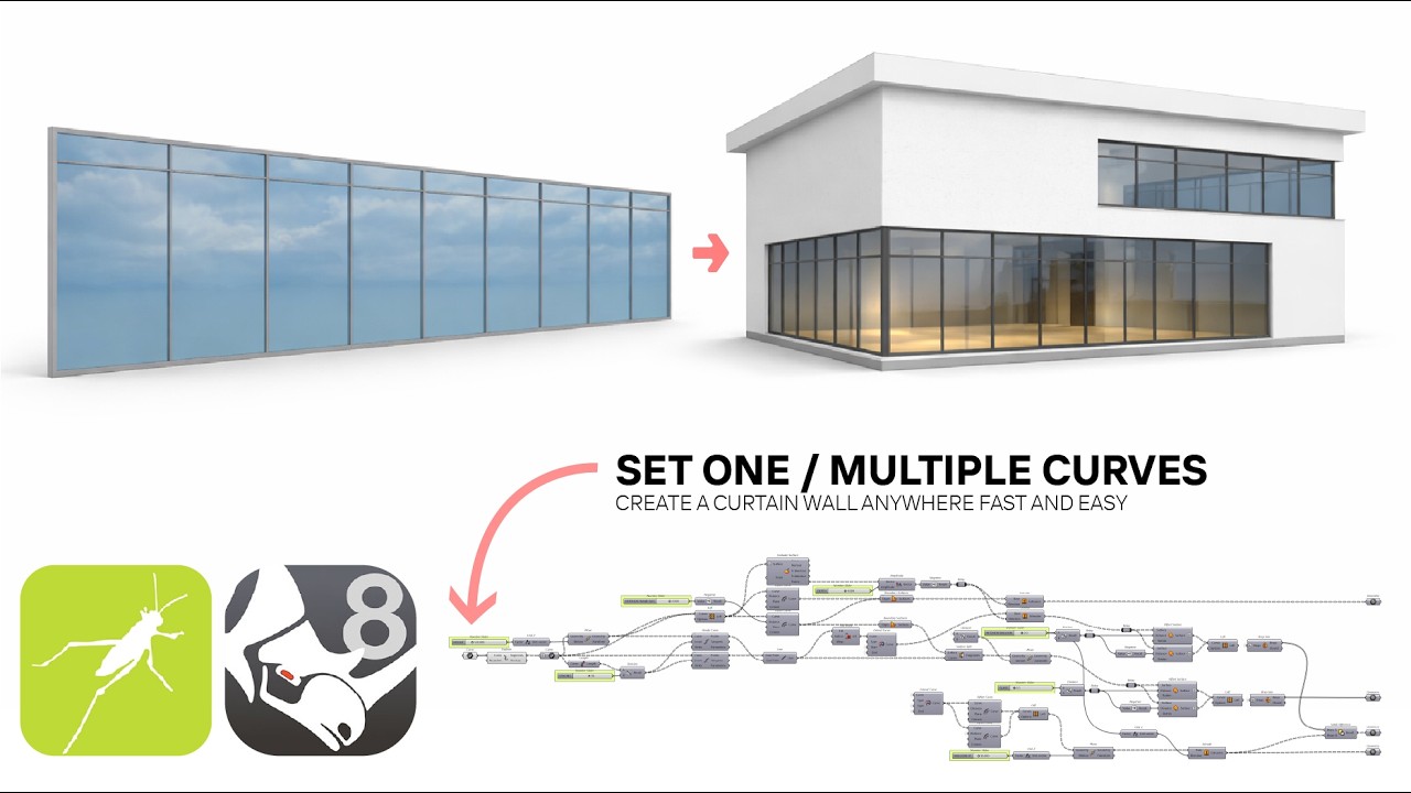 Curtain Wall From Base Curve - Grasshopper for Rhino Parametric Script and Design Overview