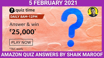 Amazon Fun Zone Quiz Answers Today | Win 25000 Amazon Pay Balance | 5 February 2021 |