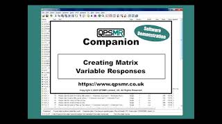 QPSMR Limited - QPSMR Companion Matrix Variable Demo