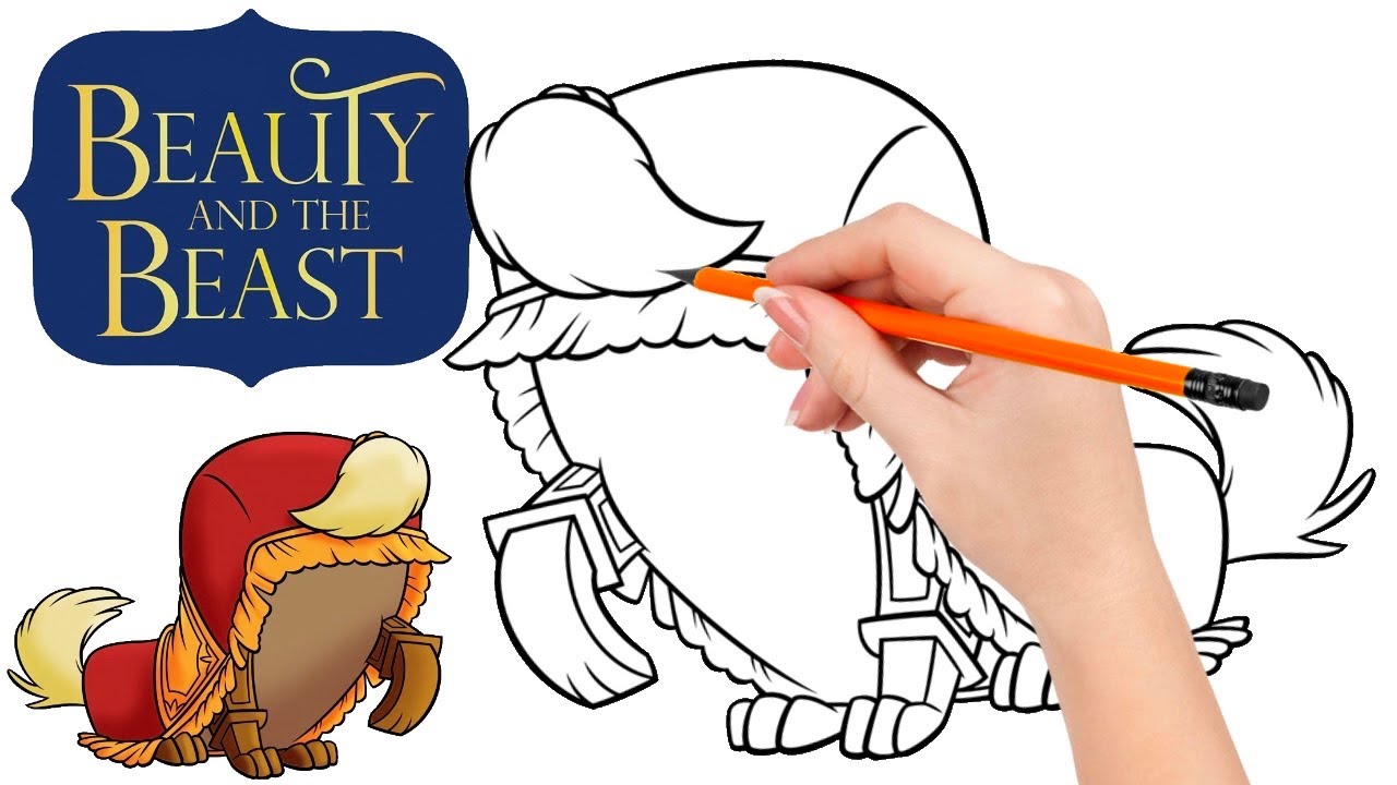 How to draw Sultan, as a living pudgy red and yellow footstool Beauty