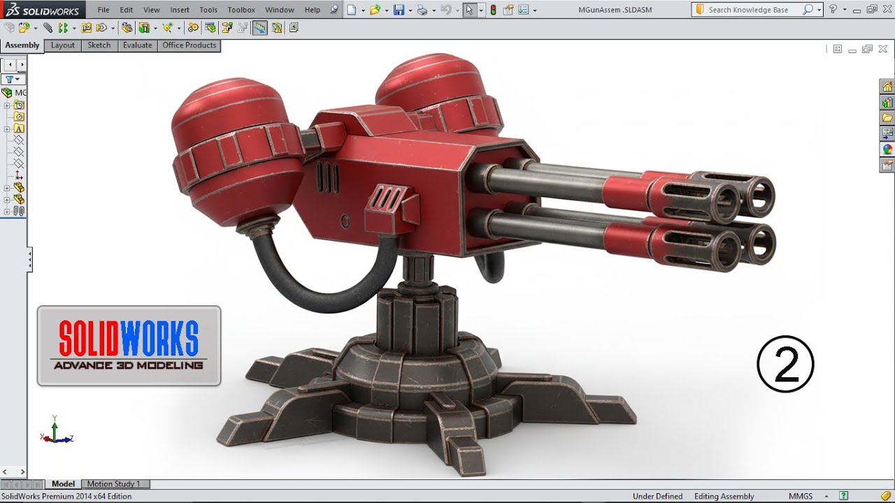 Auto Machine Gun Modeling in SolidWorks P-2 | Weapon Modeling in SolidWorks | Futuristic Weapon SW