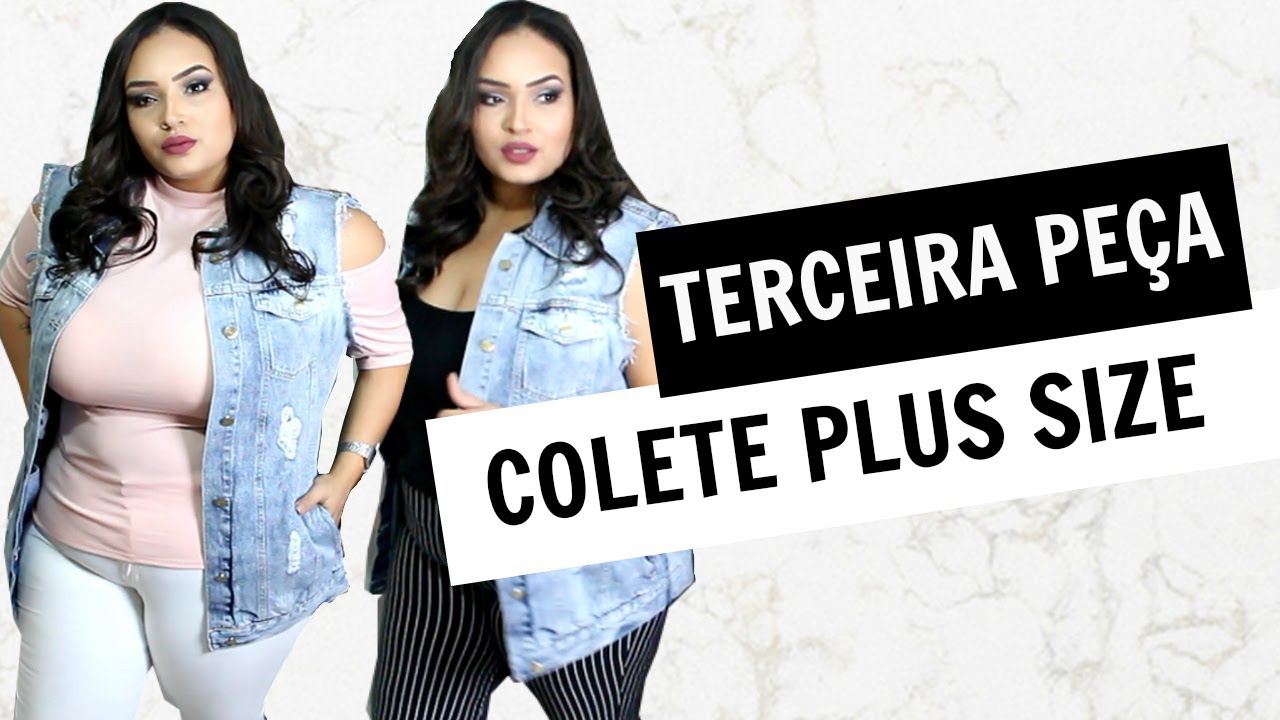 colete plus size jeans