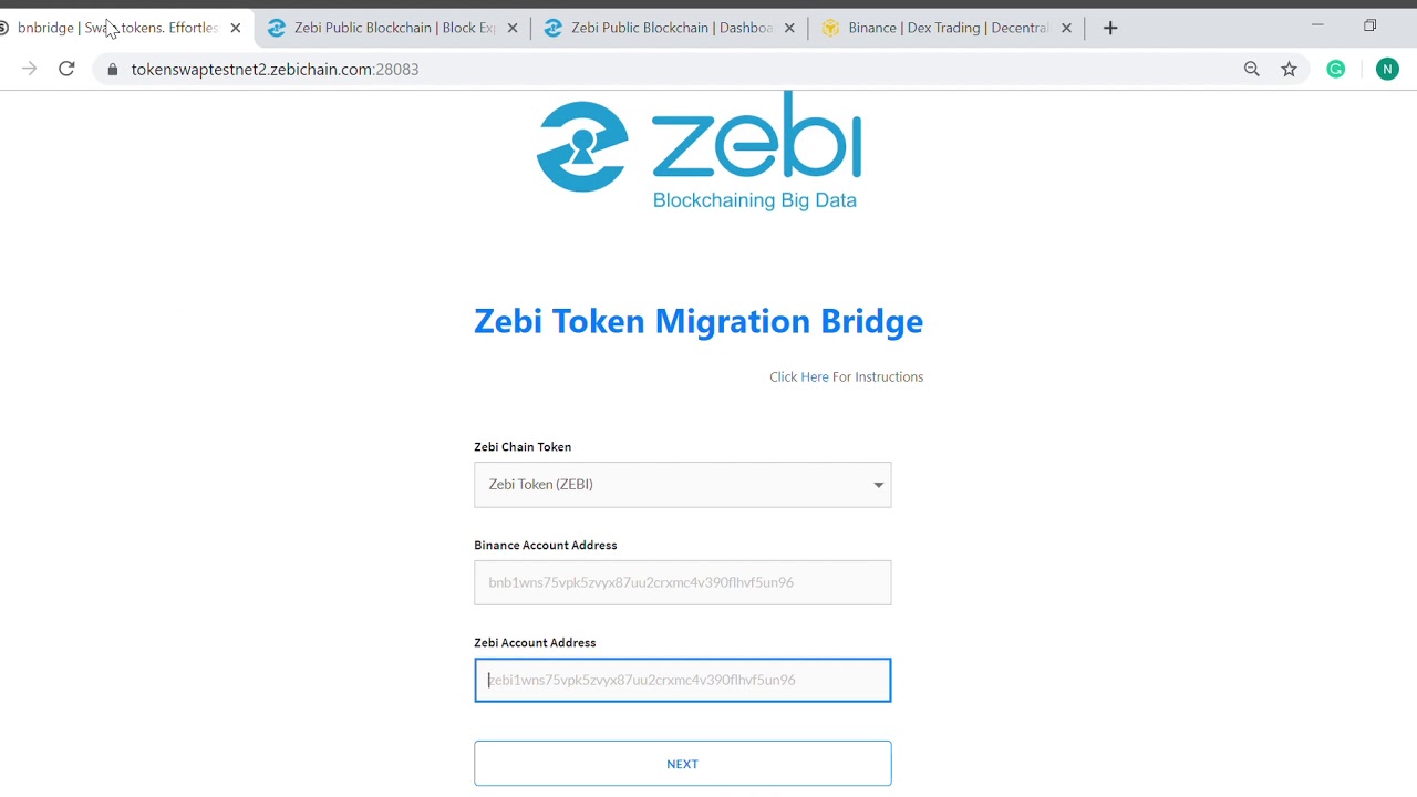 Zebi Api User Procedure for swapping ZEBI Binance blockchain token into Zebi ...