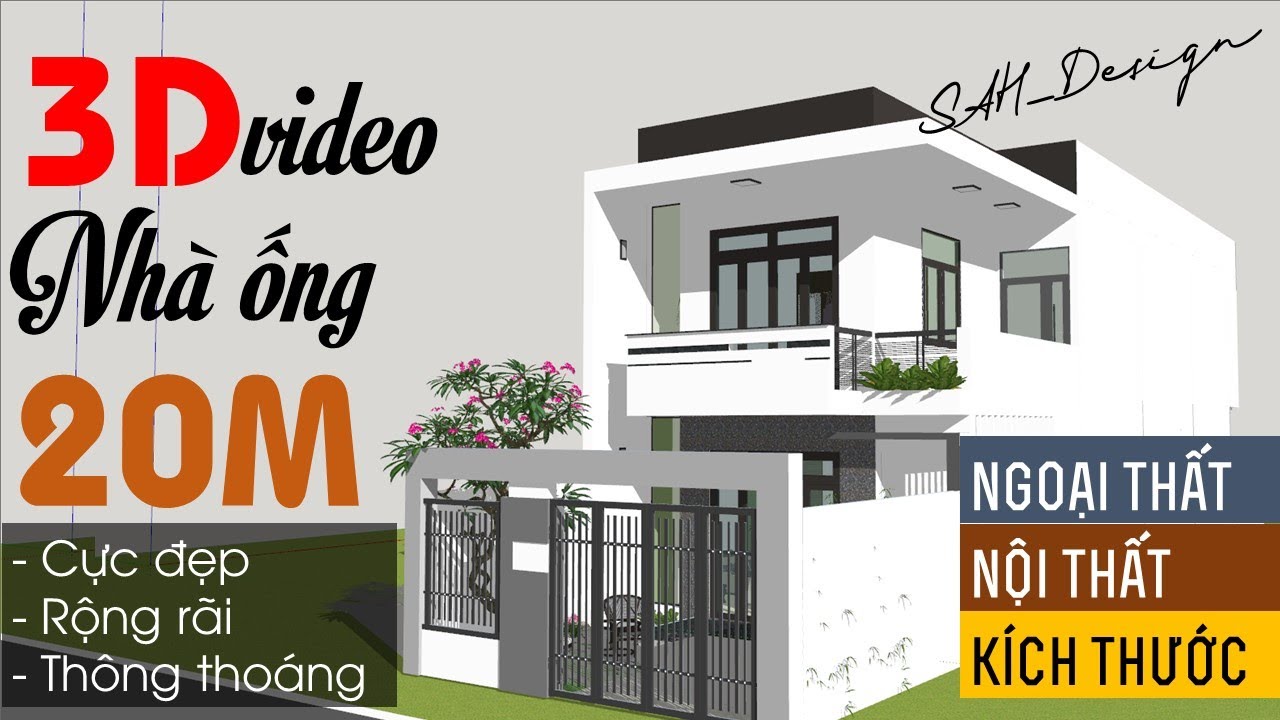 [ Video 3D ] Mẫu Nhà Ống 20M Cực đẹp 2 tầng - Giếng... - youtube