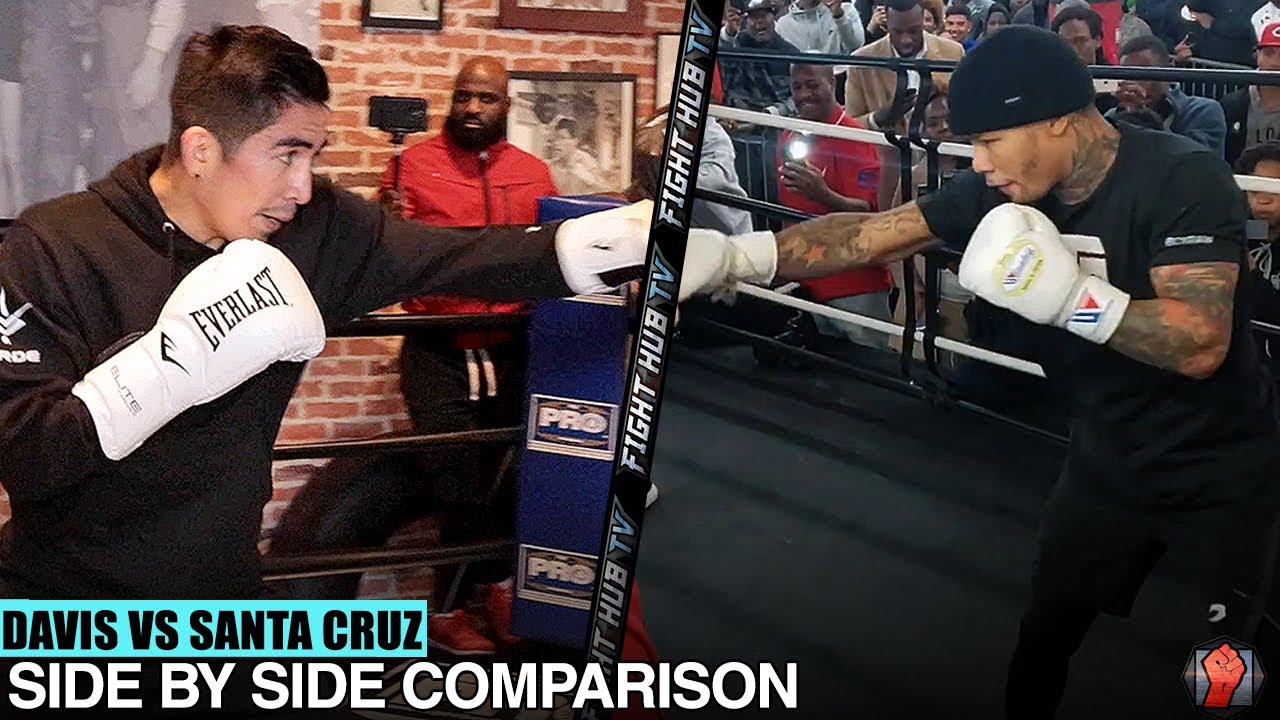 GERVONTA DAVIS VS LEO SANTA CRUZ MITT WORKOUT SIDE BY SIDE COMPARISON