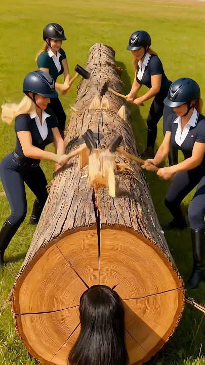 Rescuing Shire Horses from a Huge Log #animals #funny #shorts #rescue
