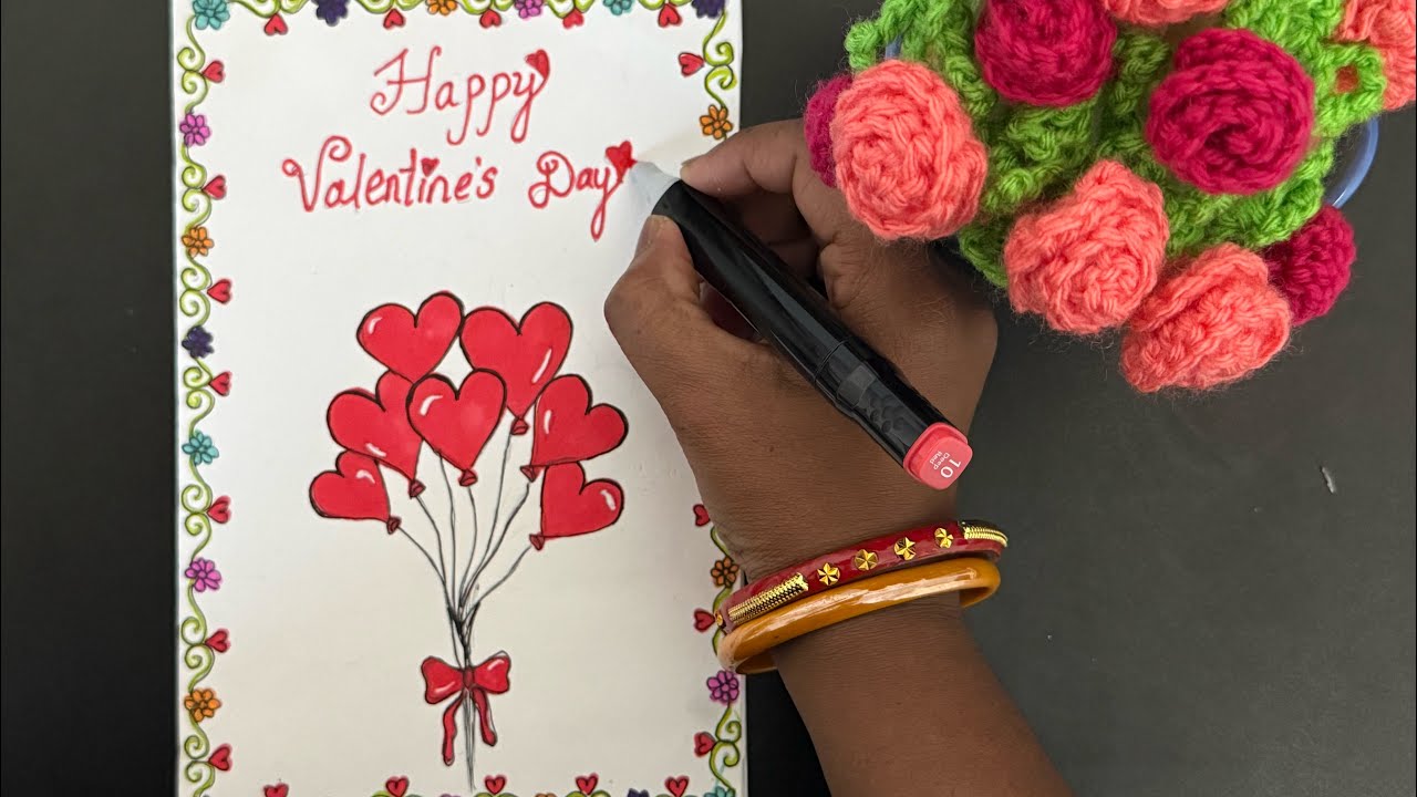 How to draw Valentine’s Greeting card Part-1| Step by step  Valentine’s greeting card❤️