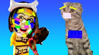 Lego stuck in the face of Yana mom | LEGO HANDS | LEGO FACE