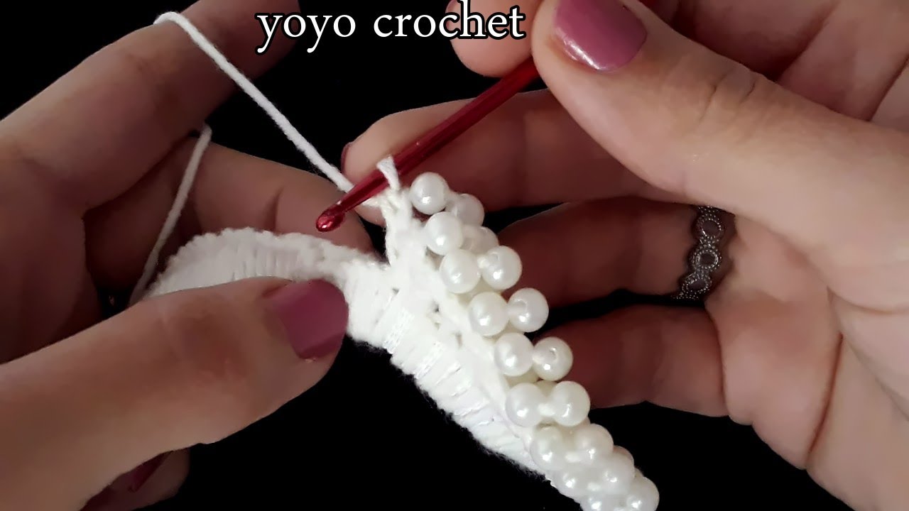 شاهدوا ماذا صنعت بأستيك وحبات لولى ؟؟ فكرة رائعة وسهلة!!! كيفية أضافة الخرز للكروشية  #يويو كروشية