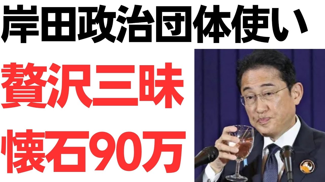 岸田首相の政治団体をめぐる高額飲食費を扱う動画のサムネイル