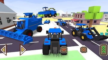 Blocky Farm Racing & Simulator by Mobadu: All the Agricultural Machinery are Blue ready to Harvest