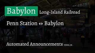 ᴴᴰ MTA LIRR Babylon Branch Announcements | M7 | Dec, 2021 (Penn Station Only)