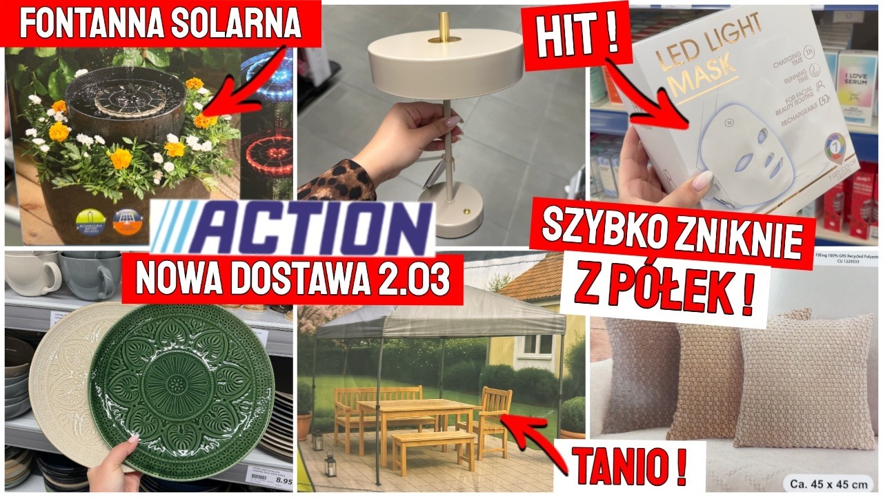 📍ACTION NOWOŚCI 2.03😍 FONTANNA SOLARNA HIT 💥 TANIE MEBLE DO OGORDU, MASKA LED, CUDNE LAMPY PRZEGLĄD