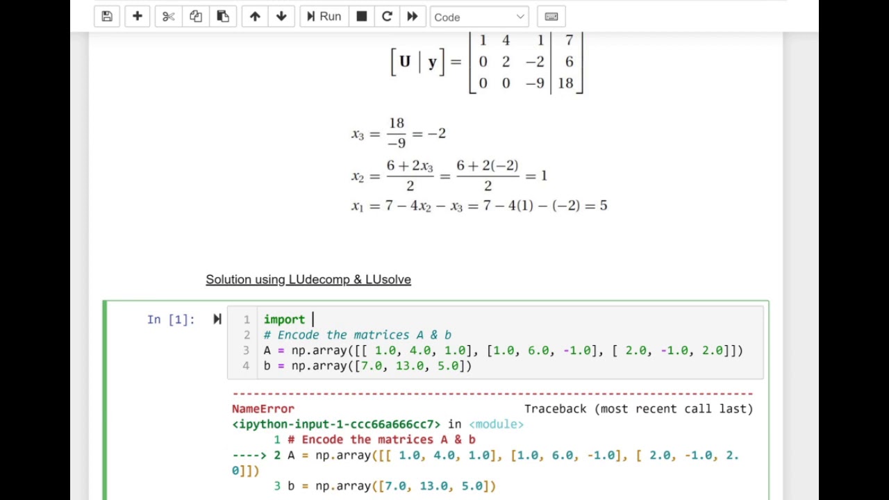 2.3 - Doolittle'S Lu Decomposition (Example Code) - Engineering Numerical Method W/ Python 3