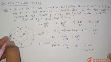 In the figure two concentric conducting shells of radius R & 2R are shown. The inner shell is ch...