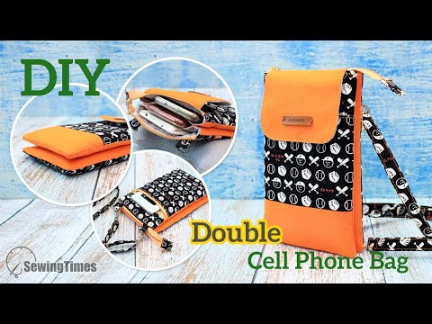 DIY Double Cell Phone Bag | 5 Pockets Crossbody Bag Sewing Tutorial [sewingtimes]