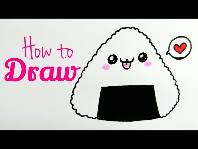 COMO DIBUJAR Onigiri KAWAII PASO A PASO - Dibujos kawaii faciles - How to  draw a Onigiri 