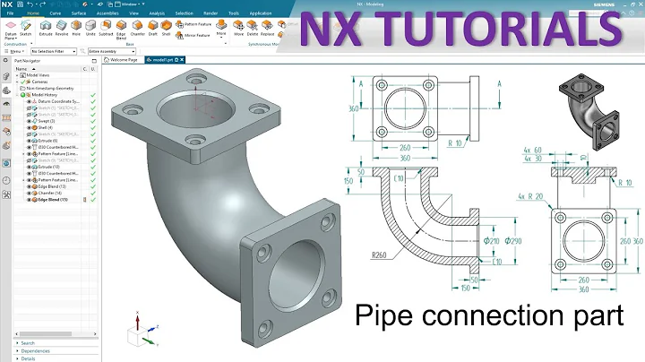 Siemens NX Modeling tutorials #20 | NX Basic Practice Exercises for beginer - Pipe Connection Part