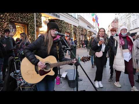 Dublin's Zoe Clarke with Fleetwood Mac's "Dreams" on Grafton Street.