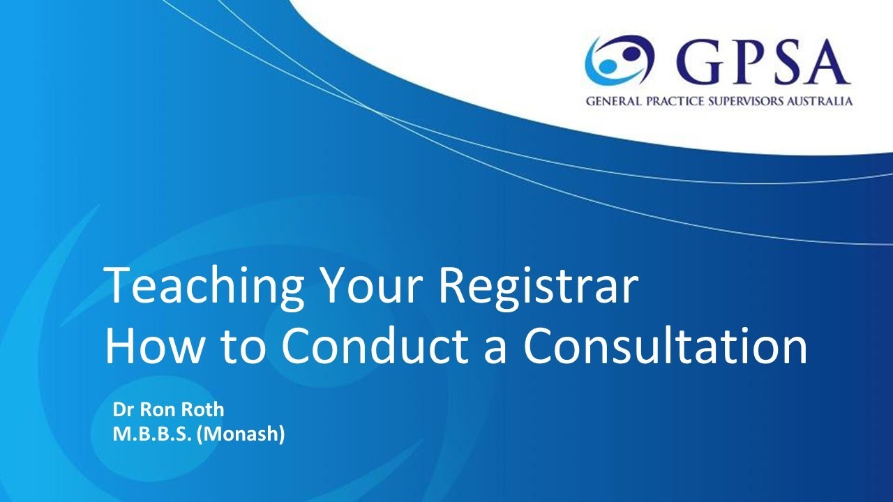 Teach Your Registrar How to Conduct a Consultation - YouTube
