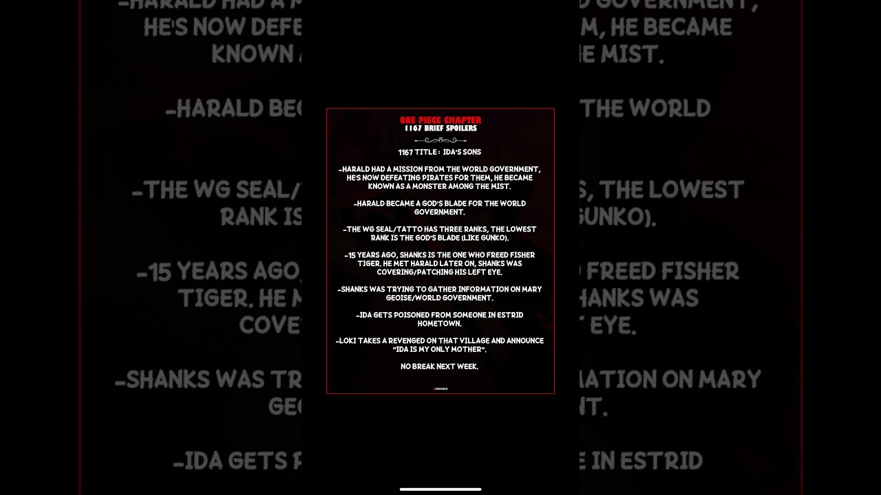 Onepiece chapter 1167 short spoiler