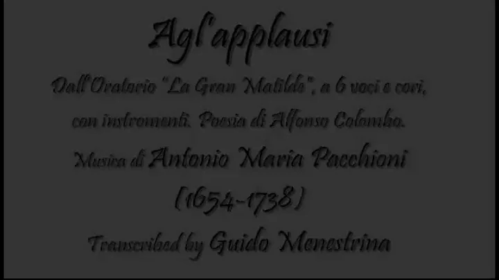 Antonio Maria Pacchioni - Agli applausi