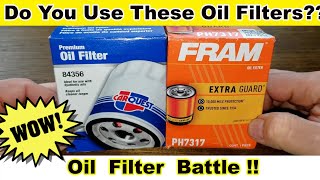 Carquest 84356 Oil Filter vs. Fram Extra Guard PH7317 Oil Filter Cut Open