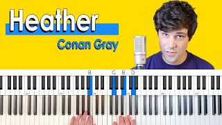 How to play “Heather” by Conan Gray [EASY Piano Tutorial   Chord Chart]