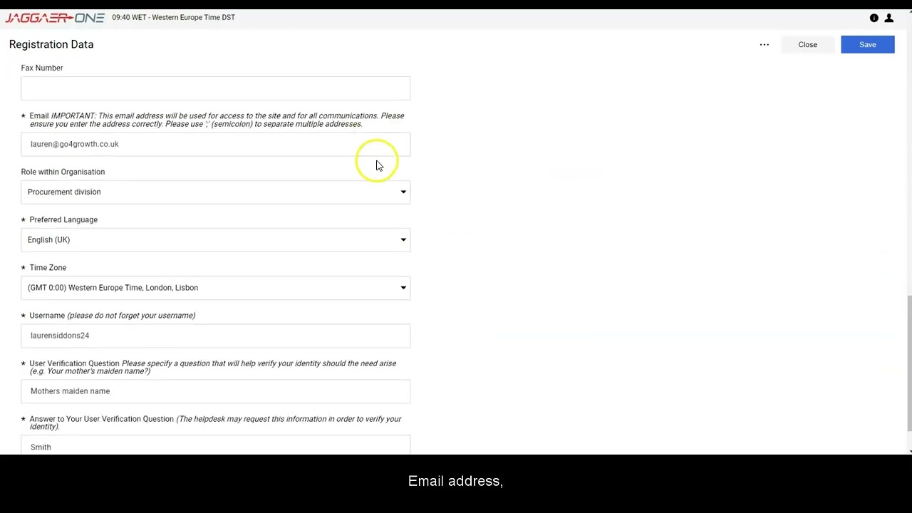 Jaggaer procurement portal registration