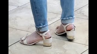 candid Asian feet in white sandals, an Indian mom in white flats, a waitress in black flats and more