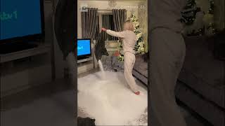 Mum fills room with fake snow! #shorts #snow #christmas