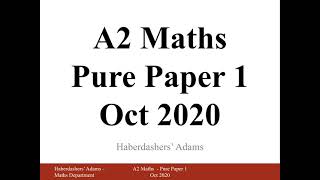 A2 Maths - 2020 - Paper 1 - Q14