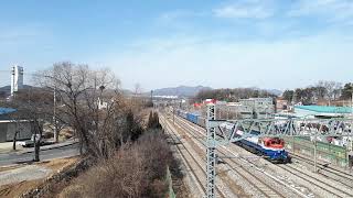 KORAIL no 3103 Susaek-Dodam Cement, Covered cart 20 cars freight 3103 수색-도담 유전개+벌크 화물열차 통과