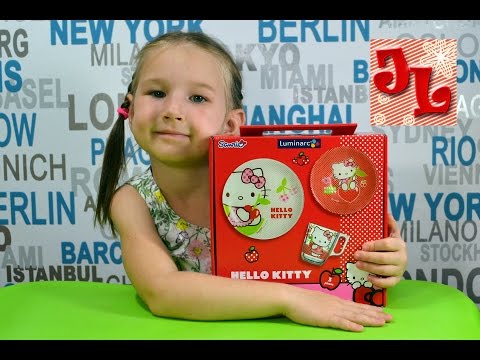 Посуда Hello Kitty Открываем набор 2 тарелки и чашка хэлоу китти для детей