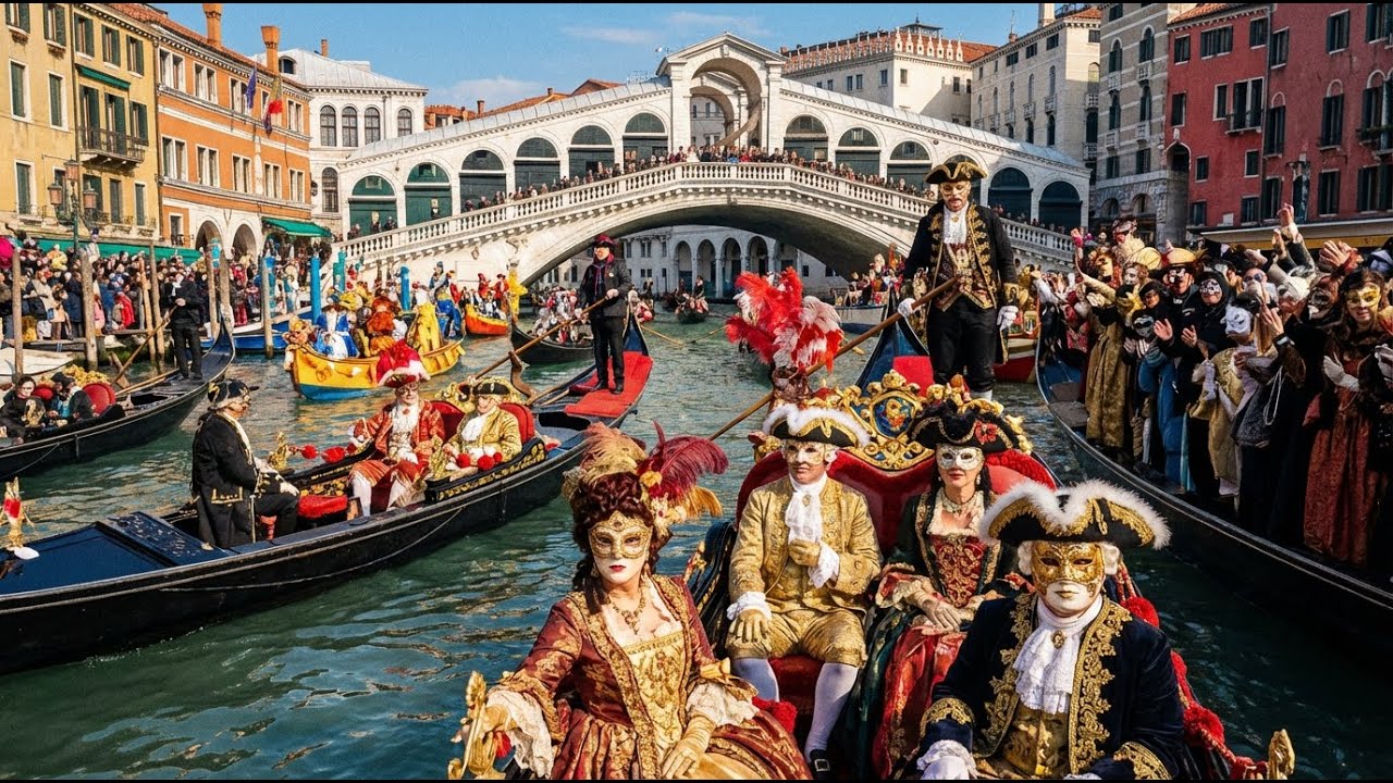 Venice Carnival 2026 Grand Canal Parade FULL 🎭 | Venetian Masks & Costumes Italy | 4K