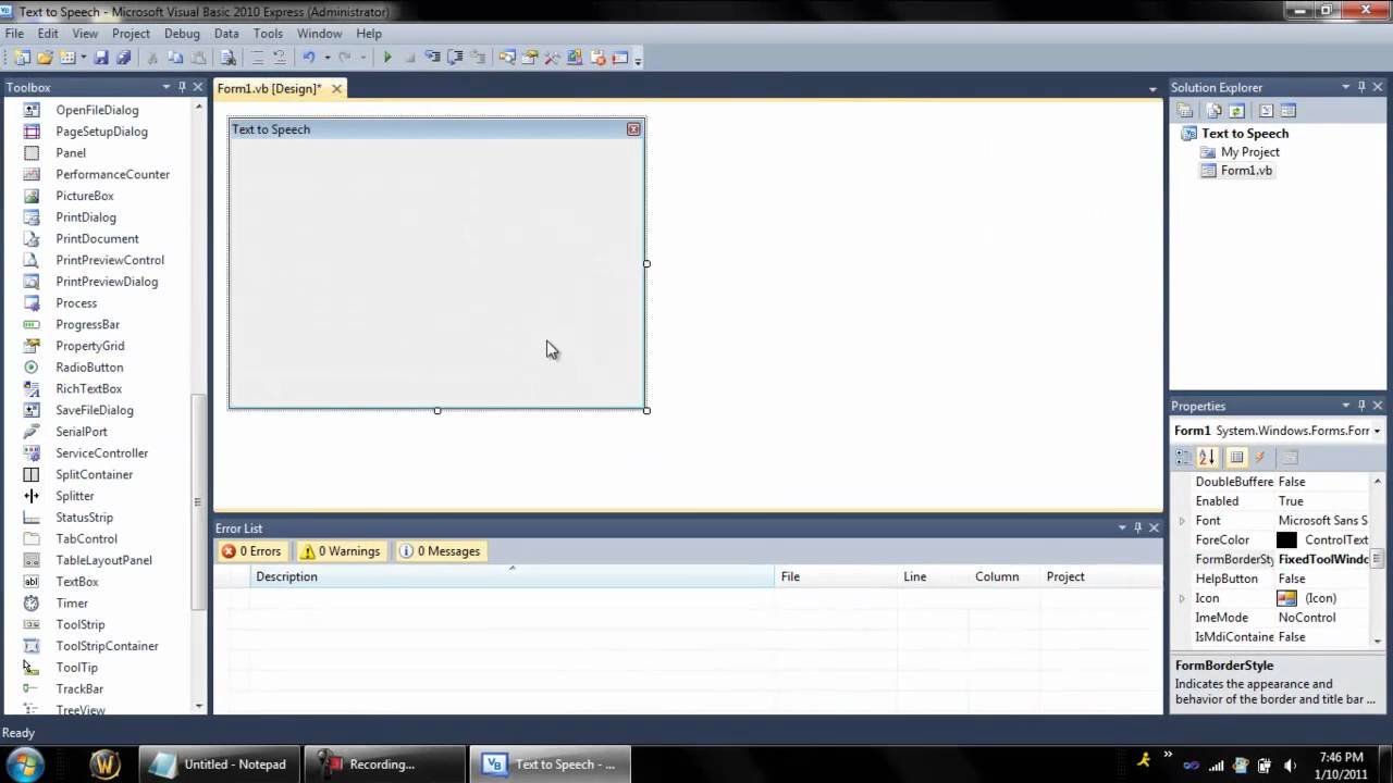 Visual Basic Tutorial 1 - Making a Text to Speech Program - YouTube