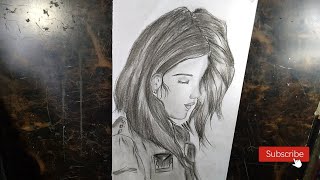 girl drawing easy sketch/ pencil sketch screenshot 5