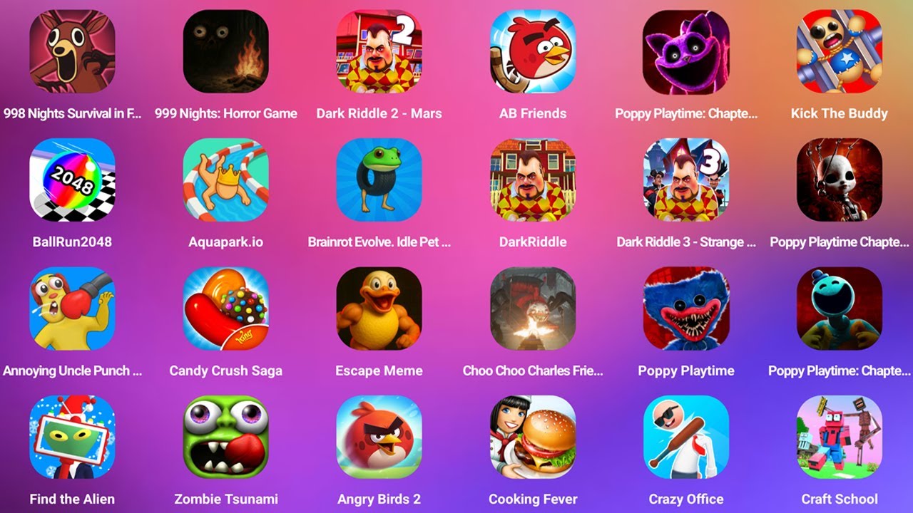 Roblox,Zombie Tsunami,Poppy Playtime,Angry Birds,Dark Riddle,Poppy Playtime 4 Mobile,Ball Run 2048
