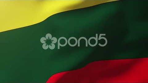 Lithuania Flag Waving In The Wind. Looping Sun Rises Style. Animation Loop