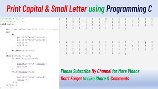 write a c program to print all alphabets from a to z | C Programming | Do While Loop | While Loop |